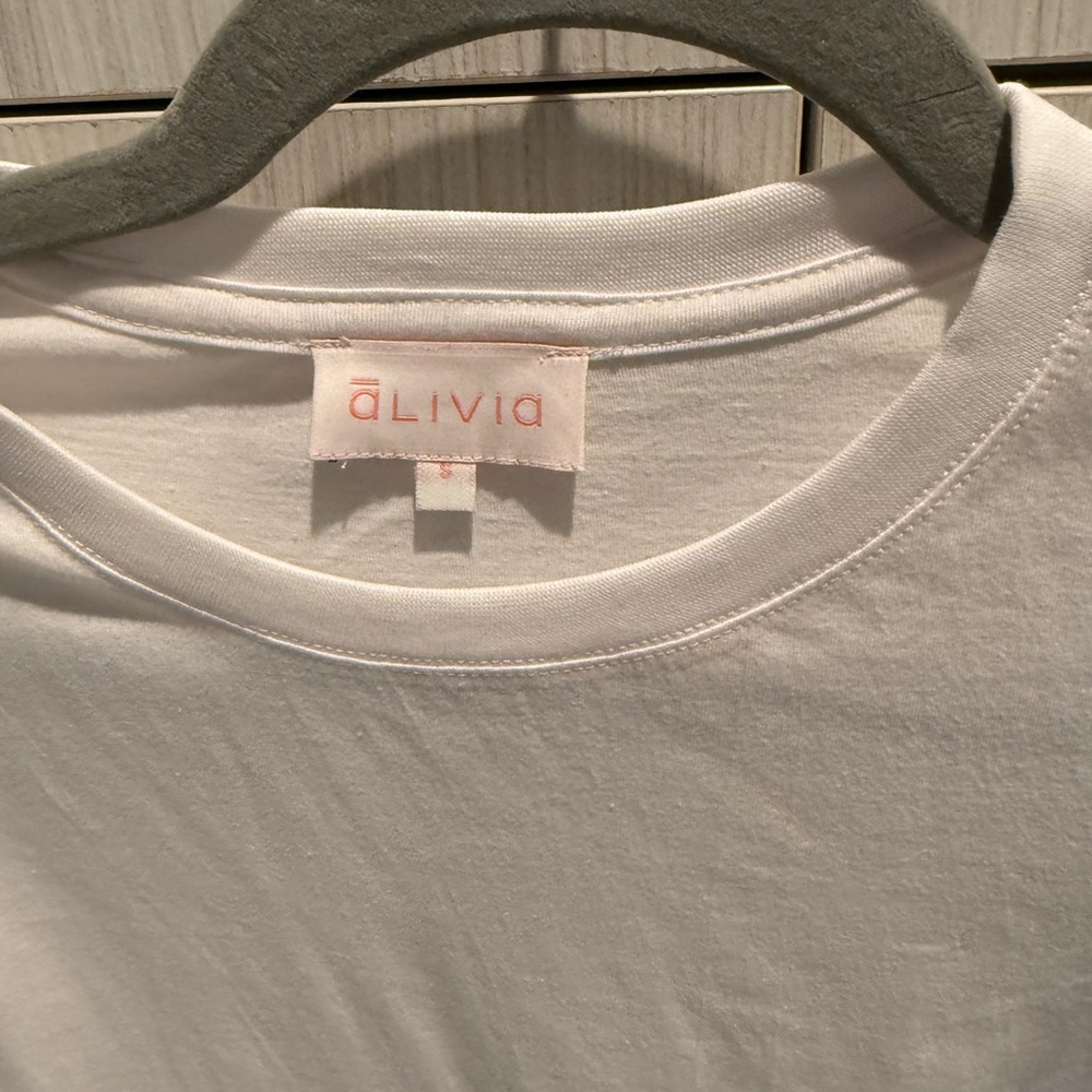 Alivia Simone White Tee with Blue Floral Sleeves - Picture 2 of 3